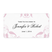 Ro Heart Blommigt Bröllop Vattenflaska-etikett