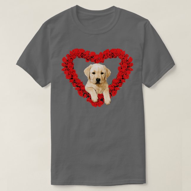 Ro Heart Gul lab Puppy Valentines day Cute T Shirt (Design framsida)