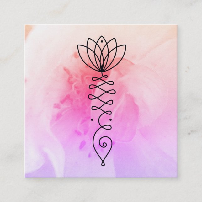 *~* Ro Heart Lotus Nirvana Yoga Massage Reiki Fyrkantigt Visitkort (Framsida)
