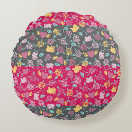 Ro, Hearter och Händer Mönster Rund Kudde