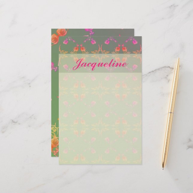Ro Hearts and Plum Stationery Brevpapper (Fram/Back In Situ)