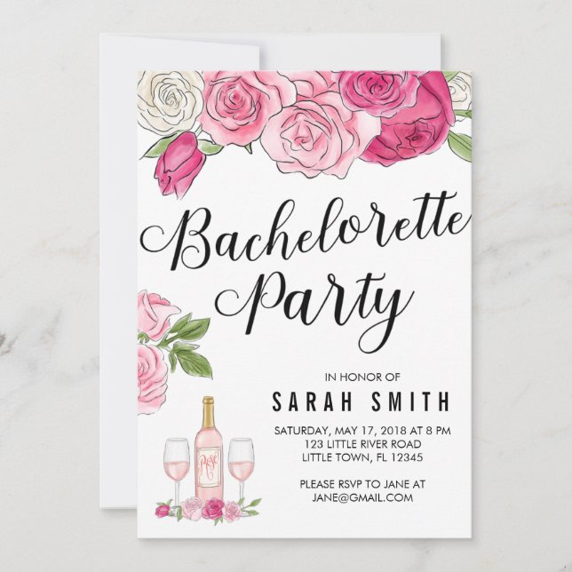 Ro hela Rosan Bachelorette Party Inbjudningar (Framsida)