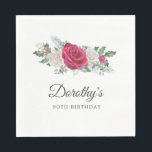 Ro Holly Winter Botanical 90:e Birthday Pappersservett<br><div class="desc">Mjuk röd ros och hjortar och bär skapar en vackert rustik arrangemang. Eukalyptus löv och andra röda blommor tillsätter botaniskt vibe på vintern. Namn är skrivet i ett stort skript. Denna napkin är en del av Birthday Ro och Holly-samlingen. Den innehåller många DIY-mallar som du kan använda för att snabbt...</div>