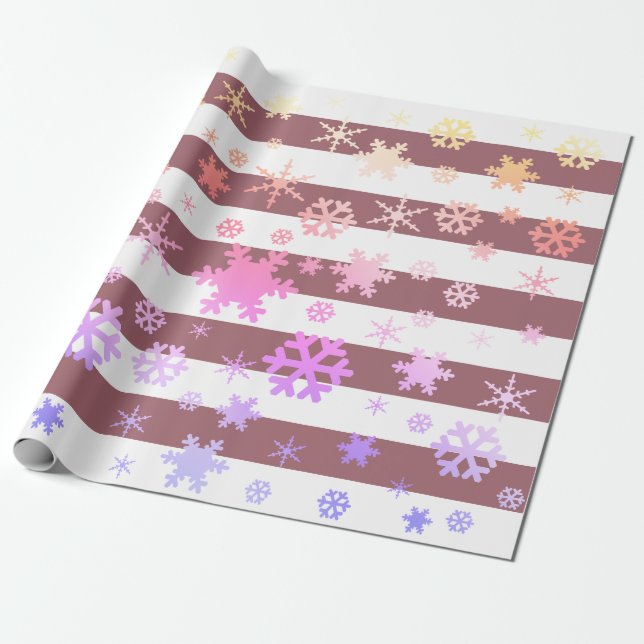Ro Holografisk jul Snowflake Mönster Presentpapper (Utrullad)