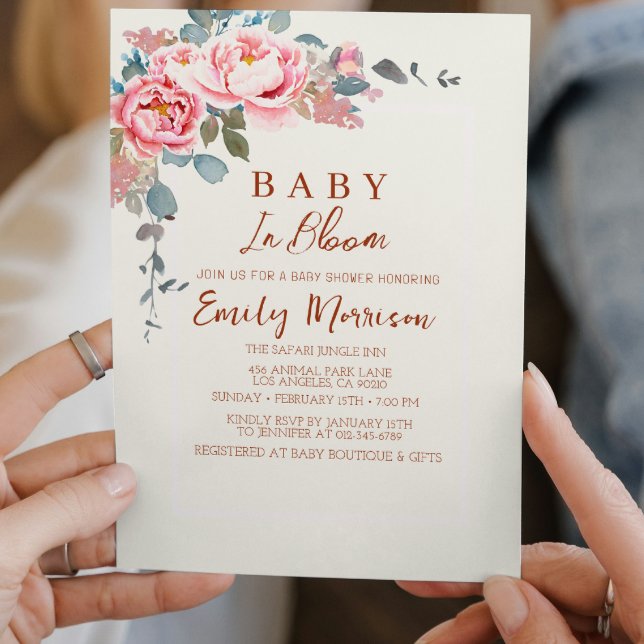 Ro i bloom baby i bloom Coming Baby Shower Inbjudningar (Skapare uppladdad)