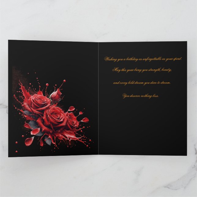 Ro i Bloom - Elegant Birthday Kort (Inuti)