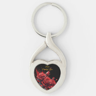Ro i Bloom - Elegant Birthday Twisted Heart Silverfärgad Nyckelring