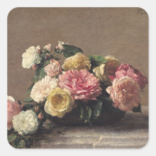 Ro i en maträtt, 1882 fyrkantigt klistermärke