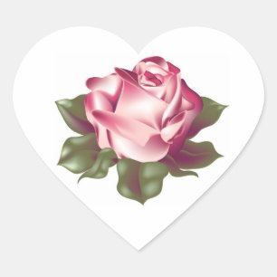 Ro i Fullt Bloom Bröllop Hearts Hjärtformat Klistermärke
