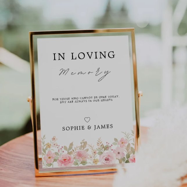Ro i Loving Memory Sign, Memorial Sign. Inbjudningar (Rose In Loving Memory Sign, Memorial Sign, Invitation)
