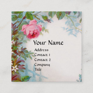 RO & JASMINES BLOMMIGT GULT GEM MONOGRAM FYRKANTIGT VISITKORT