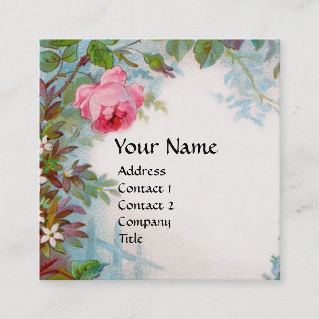 RO & JASMINES BLOMMIGT GULT GEM MONOGRAM FYRKANTIGT VISITKORT (Framsida)