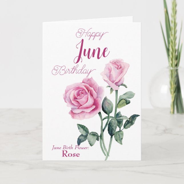 Ro June Birtud Flower Birthday Kort (Framsida)