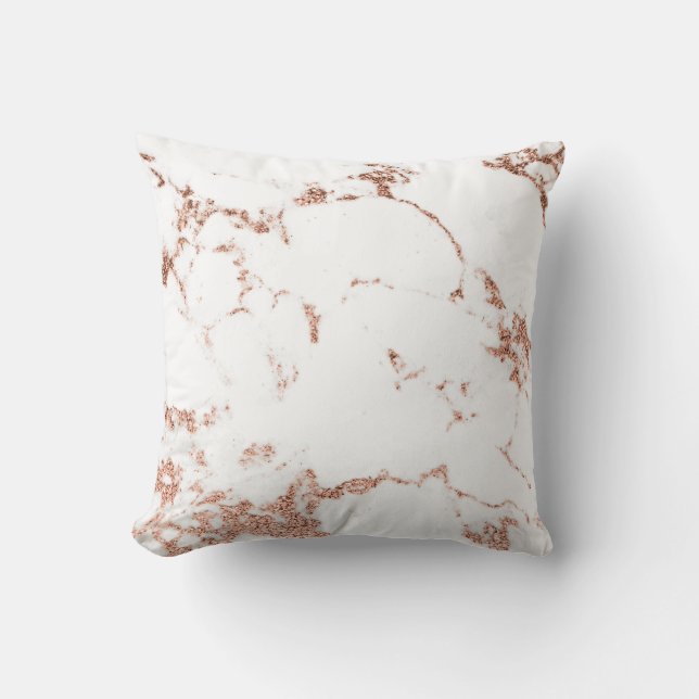 Ro koppar Guld White Glitter Marble Grått Glitter Kudde (Framsida)