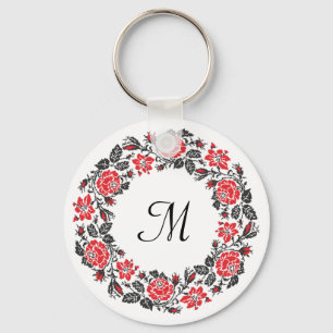 Ro: kor-stygch Mönster Mallmonogram Nyckelring