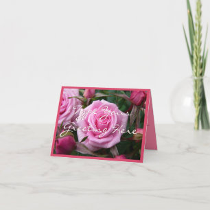 Ro-kort för Rosa Blommor-Anpassningsbar, hälsnings Kort