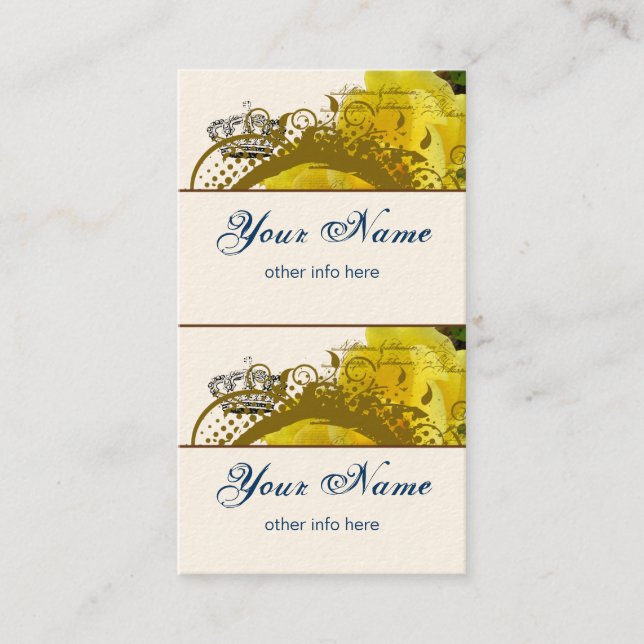 Ro krona, virvlar runt & fjärilskortkortmärkre visitkort (Framsida)