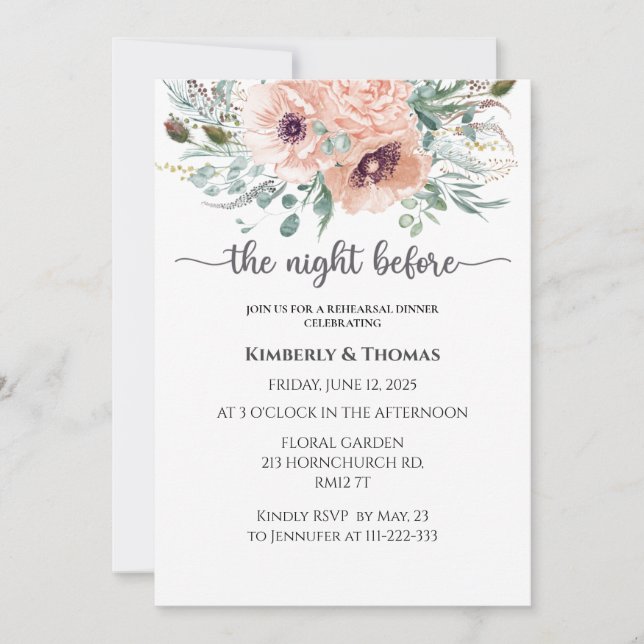 Ro kvällen före inbjudan till repetitionsmiddag (Framsida)