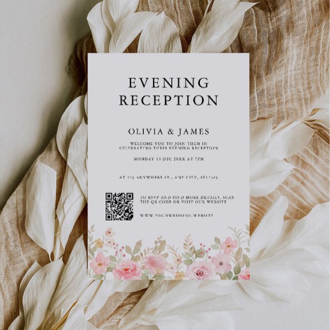 Ro kvällsmottagning med QR-osa Inbjudningar (Rose Evening Reception with QR code rsvp Invitation)