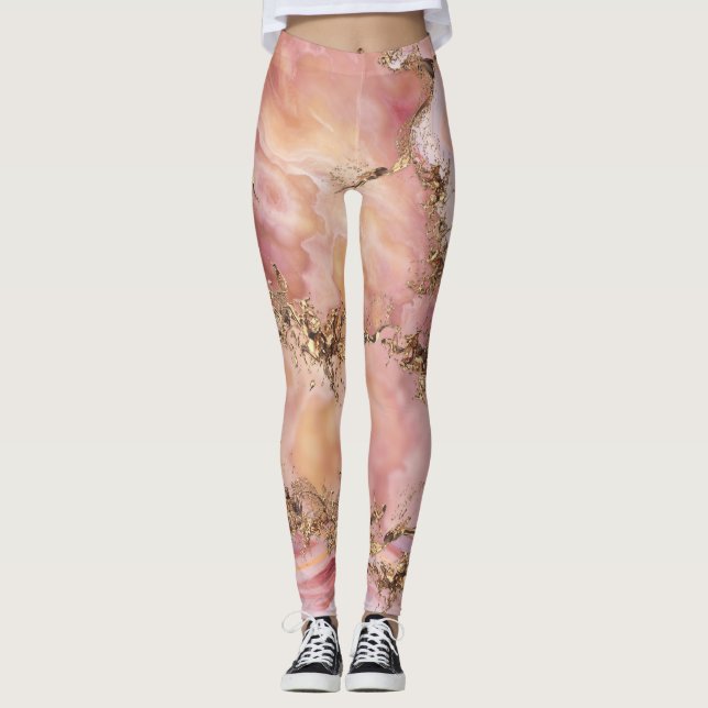 Ro kvarts- och pastellmarmor för rosa leggings (Framsida)