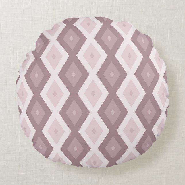 Ro kvarts rosa diamant mönster rund kudde (Framsidan)