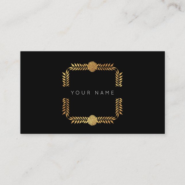 Ro Laurel Golden Foil Black Vip Visitkort (Framsida)