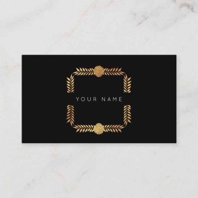 Ro Laurel Golden Foil Black Vip Visitkort (Framsida)