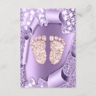 Ro Lila Baby Shower Feet Boy 3d Glitter Inbjudningar