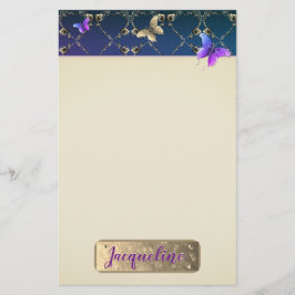 Ro Lila Butterflies w/Namn Brevpapper