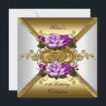 ro Lila Guld vid Elegant 50 Födelsedagsfesten Inbjudningar<br><div class="desc">50:e Födelsedagsfesten, Ro Lila White Guld Födelsedagsfest. Inbjudan till blommigt blommor, Party-inbjudningskort för alla åldrar 15, 16, 18:e 21:a, 20:e, 30:e, 40:e, 50:e, 60:e osv. Den här designen Stil är Copyright © Innehåll och Designer © 2000-2014 Zizzago™ (Varumärke) och den är licensgivare. Anpassa med din egen information och ålder. Fabriksprodukt...</div>