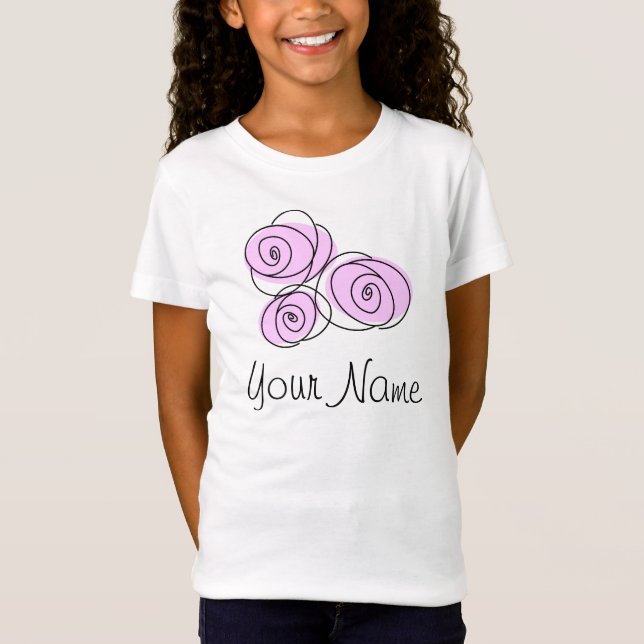 Ro Lilac Bouquet 'Namn' flickor' t-shirt (Framsida)