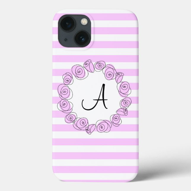 Ro Lilac Monogram rand iPad Mini fodral lodrät (Baksida)
