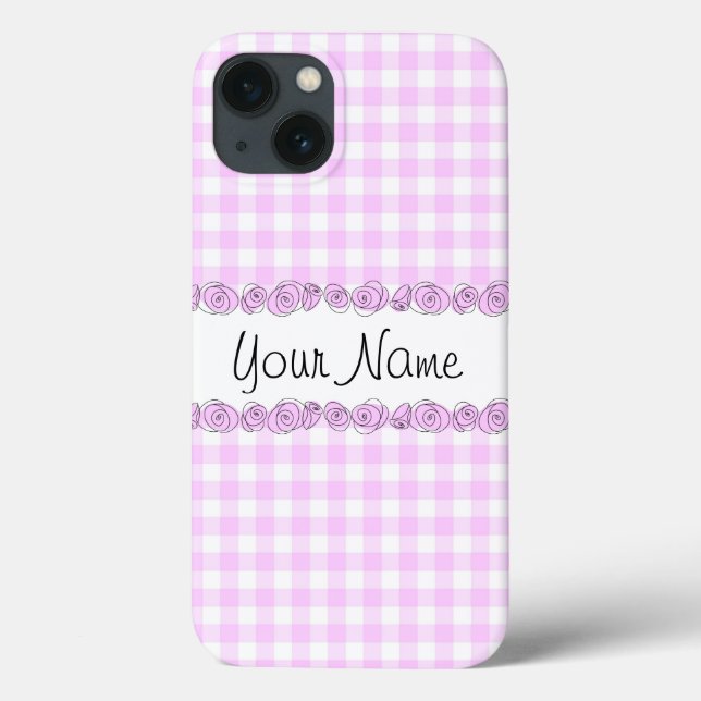 Ro Lilac "Namn" kontrollerar lodrät iphone case (Baksida)