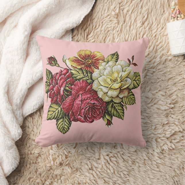 Ro Lily Flowers Blommigt Rosa  Kudde (Filt)