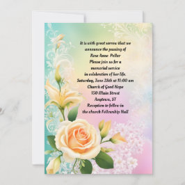 Ro Lily och White Lilac Memorial Inbjudningar