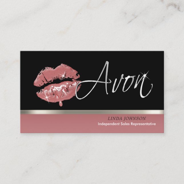 Ro Lipstick och Silver - Avon Visitkort (Framsida)