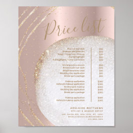 Ro listmeny för den Prisa listan för Guld Glitter Poster