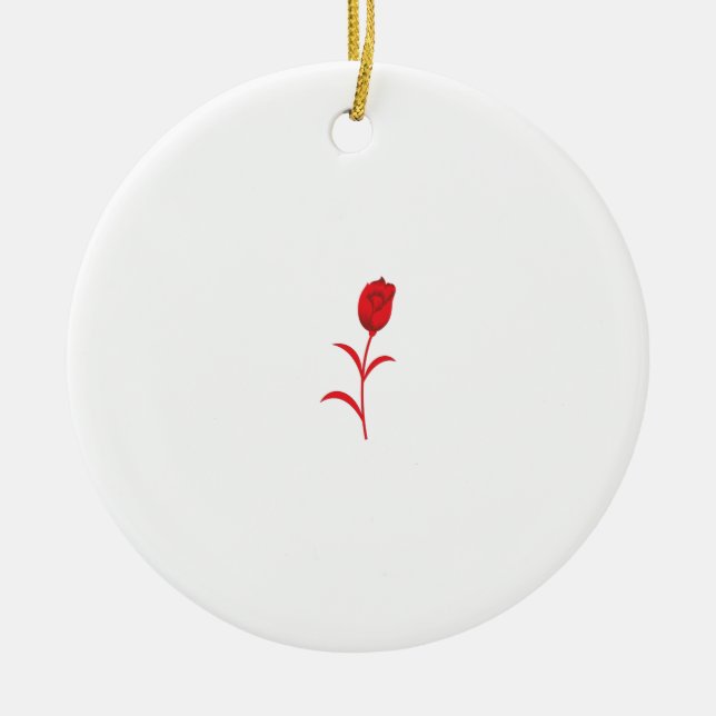 Ro Madder, Lava Red, blommigt Design Julgransprydnad Keramik (Framsidan)