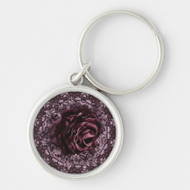 Ro Mandala Rund Silverfärgad Nyckelring (Framsidan)