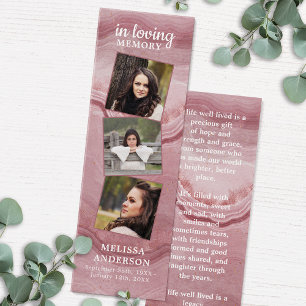 Ro Marble 3 Photo Dikt Funeral Prayer Bookmark Litet Visitkort