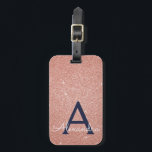 Ro marinblått Gnistra Glitter Monogram Bagagebricka<br><div class="desc">Rosa - Ro Guld och marinblått Gnistra,  Namn och första resgodsmärkning. Den här väskan är märkre för Back to school,  Arbete eller Resning.</div>