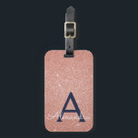 Ro marinblått Gnistra Glitter Monogram Bagagebricka<br><div class="desc">Rosa - Ro Guld och marinblått Gnistra,  Namn och första resgodsmärkning. Den här väskan är märkre för Back to school,  Arbete eller Resning.</div>