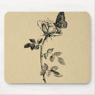 Ro med Butterfly Vintage Art Musmatta