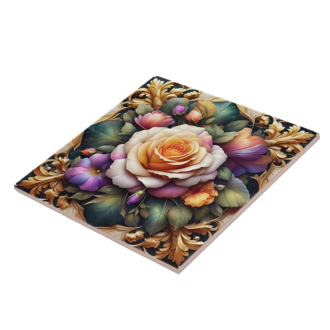 Ro med Elegantens Blommigt design Kakelplatta (Sidan)