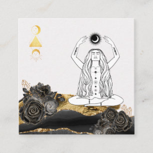 *~* Ro Meditation Måne Luna Boho Goddess Yoga  Fyrkantigt Visitkort