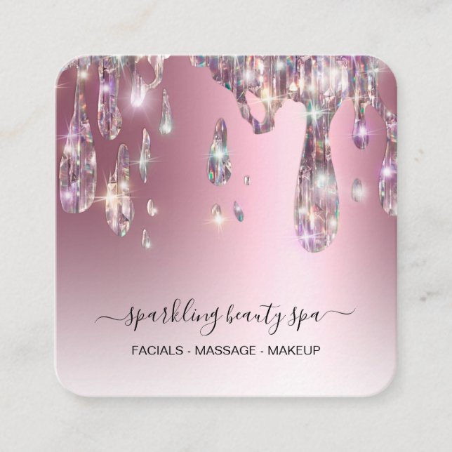 *~* RO Metallic AP7 Dripning av GLITTER Fyrkantigt Visitkort (Framsida)