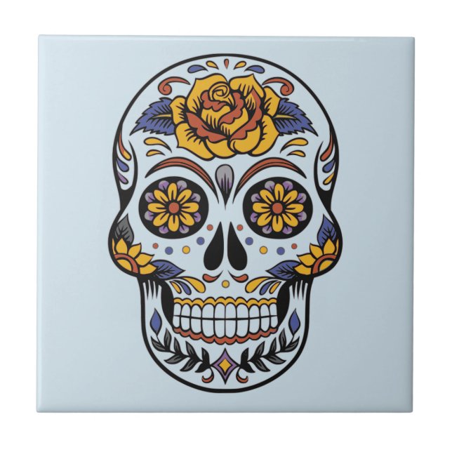 Ro mexikansk sockerskull Day of the dead Kakelplatta (Framsidan)