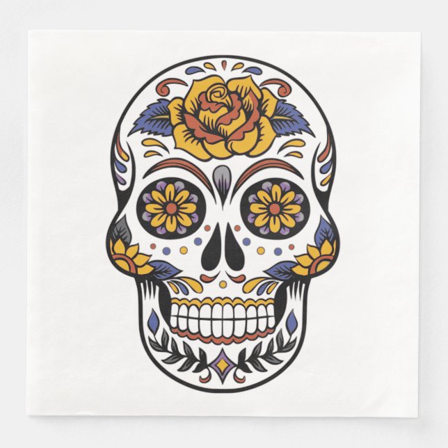Ro mexikanskt socker Skull Day of the dead Pappersservett (Framsida)
