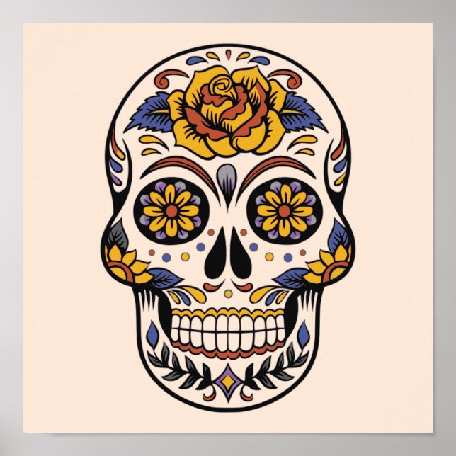 Ro mexikanskt socker Skull Day of the dead Poster (Framsidan)