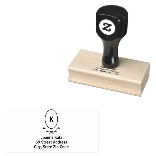 Ro Monogram Returadress Stämpel (Stämplad)